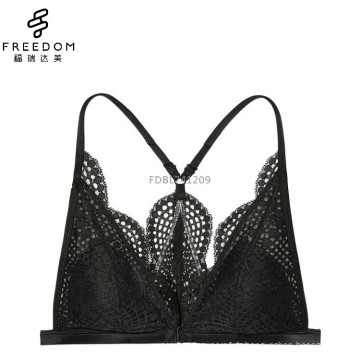 Nouveau design crochet dentelle sexy belles dames avant ouverte triangle crop top soutien-gorge bralette